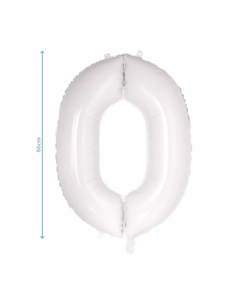Number 0 White Foil Balloon (86cm)