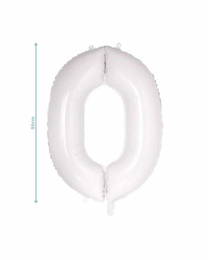 Number 0 White Foil Balloon (86cm)