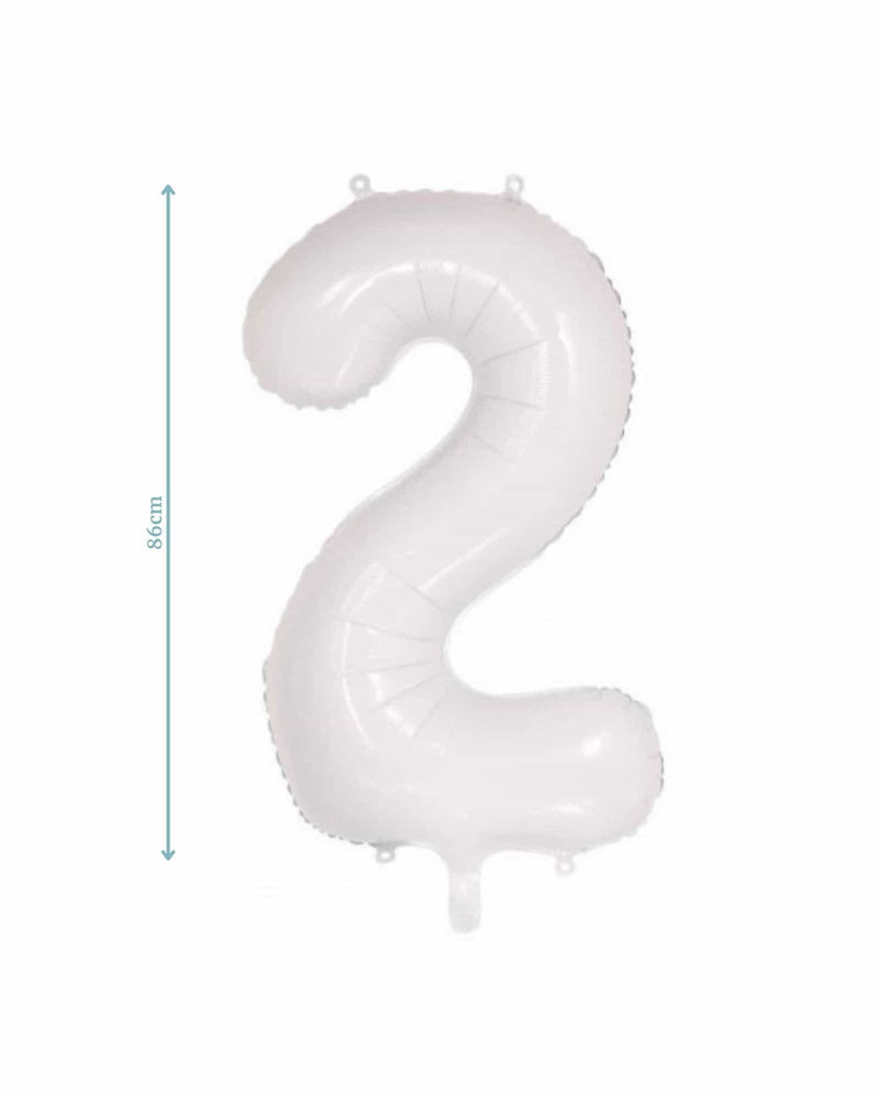 Number 2 White Foil Balloon (86cm)