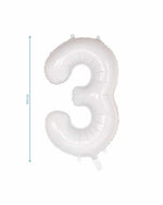 Number 3 White Foil Balloon (86cm)