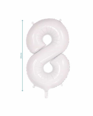 Number 8 White Foil Balloon (86cm)