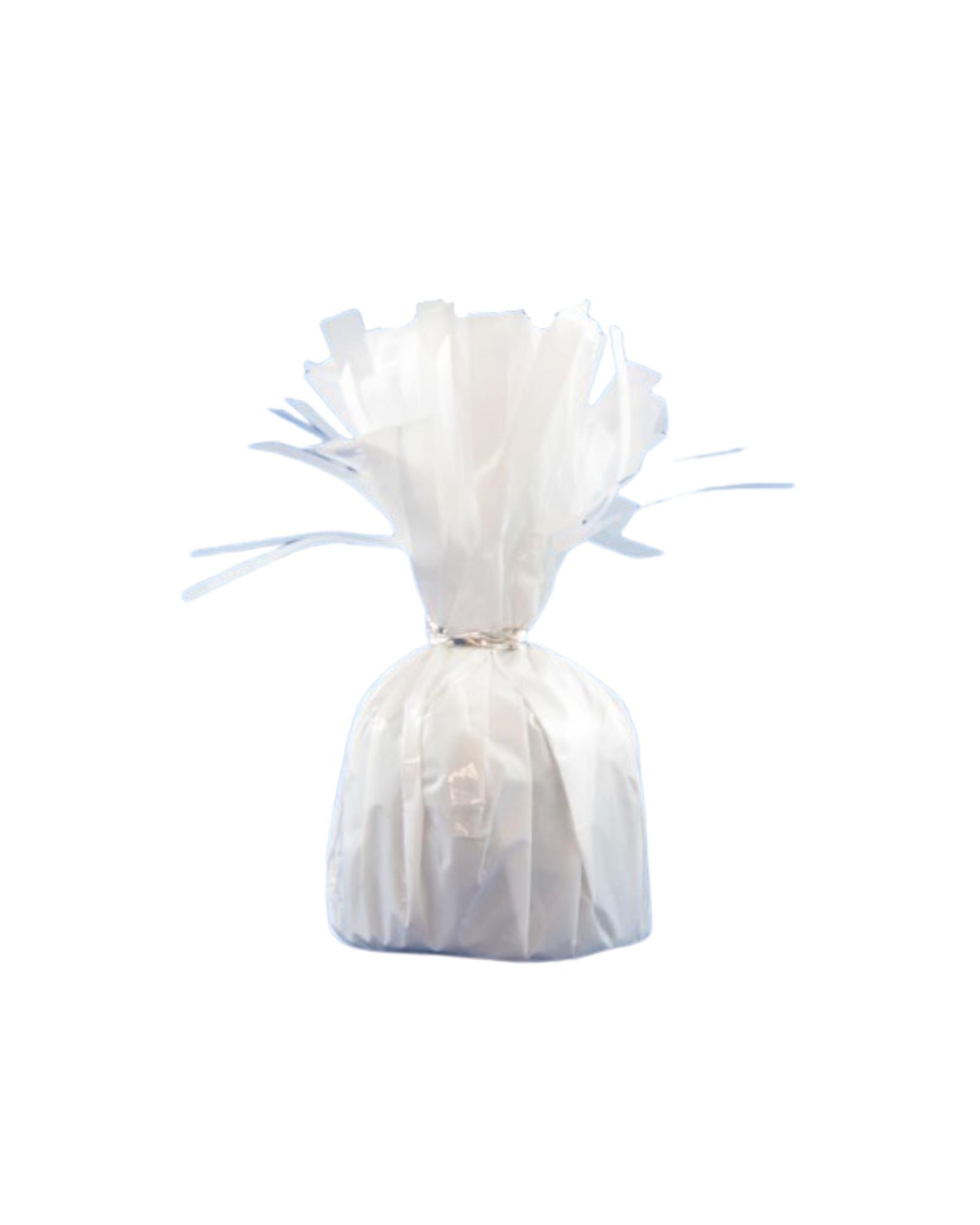 A white, frilled decoration with a rounded base, tied at the center, resembling a bouquet or festive arrangement.