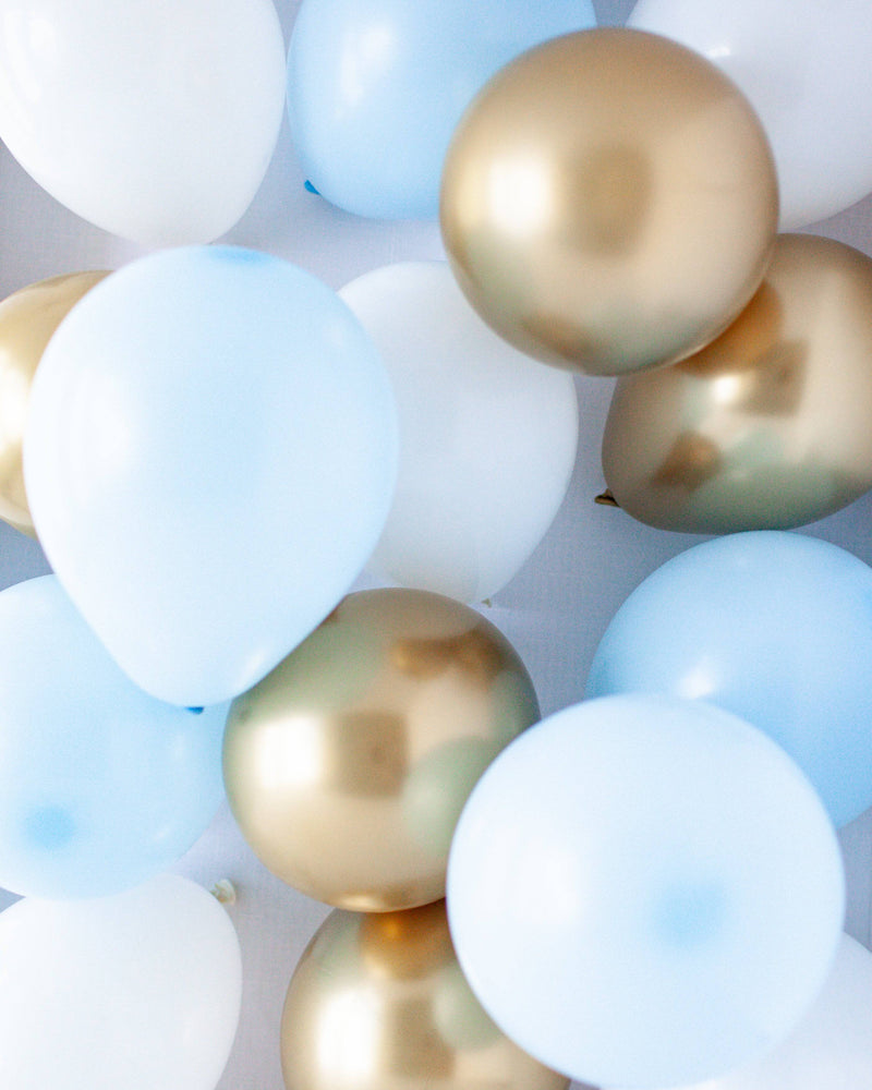 Blue, White & Gold Mini Balloons Mix (36 Pack) - A Little Whimsy