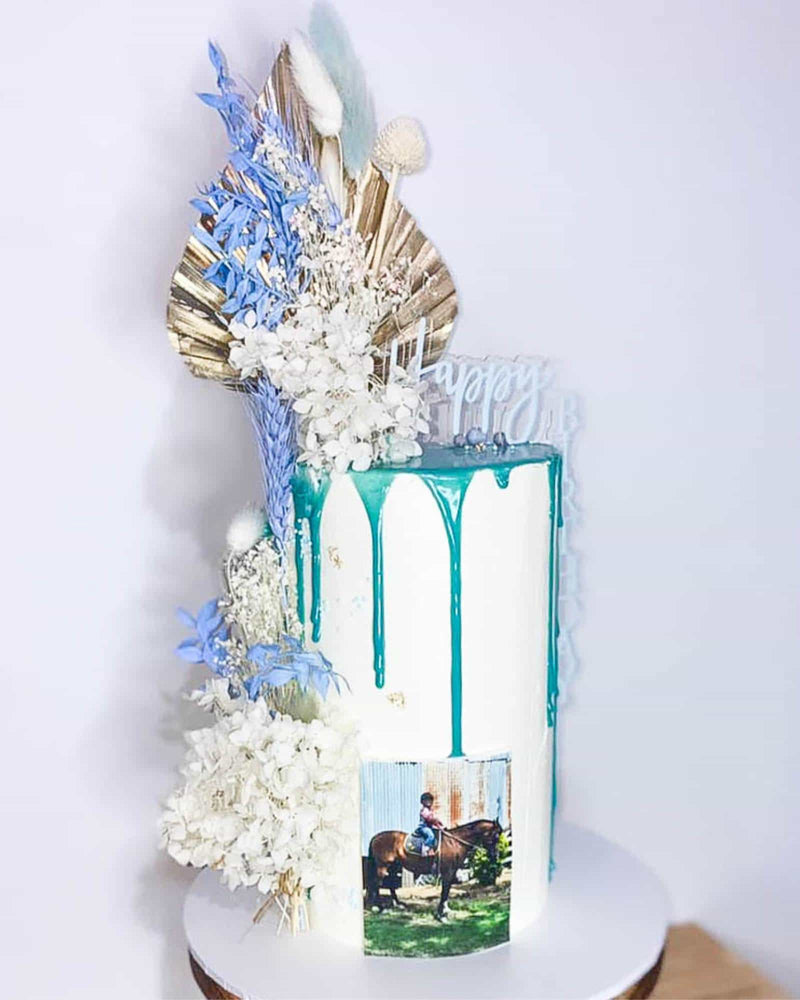 
            
                Load image into Gallery viewer, Happy Birthday Pastel Blue Floating Top &amp;amp; Sides Cake Topper
            
        