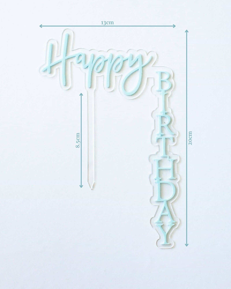 
            
                Load image into Gallery viewer, Happy Birthday Pastel Blue Floating Top &amp;amp; Sides Cake Topper
            
        