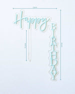 Happy Birthday Pastel Blue Floating Top & Sides Cake Topper