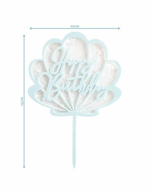 
            
                Load image into Gallery viewer, Happy Birthday Pastel Blue Shell Cake Topper
            
        