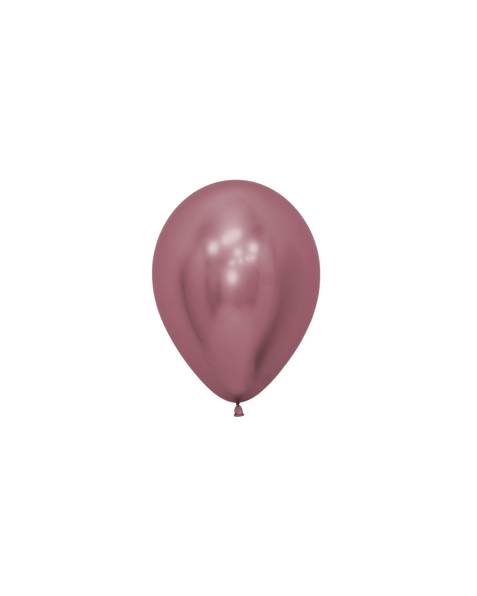 Glossy chrome pink balloon with a rounded shape, floating against a plain white background.