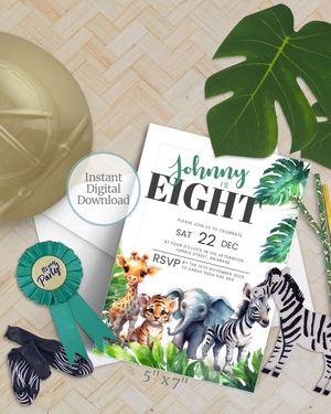 Jungle Friends Party Invite  Ages 1-10 | Digital Download ALW01