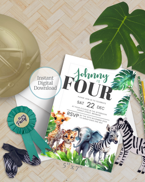 Jungle Friends Party Invite  Ages 1-10 | Digital Download ALW01