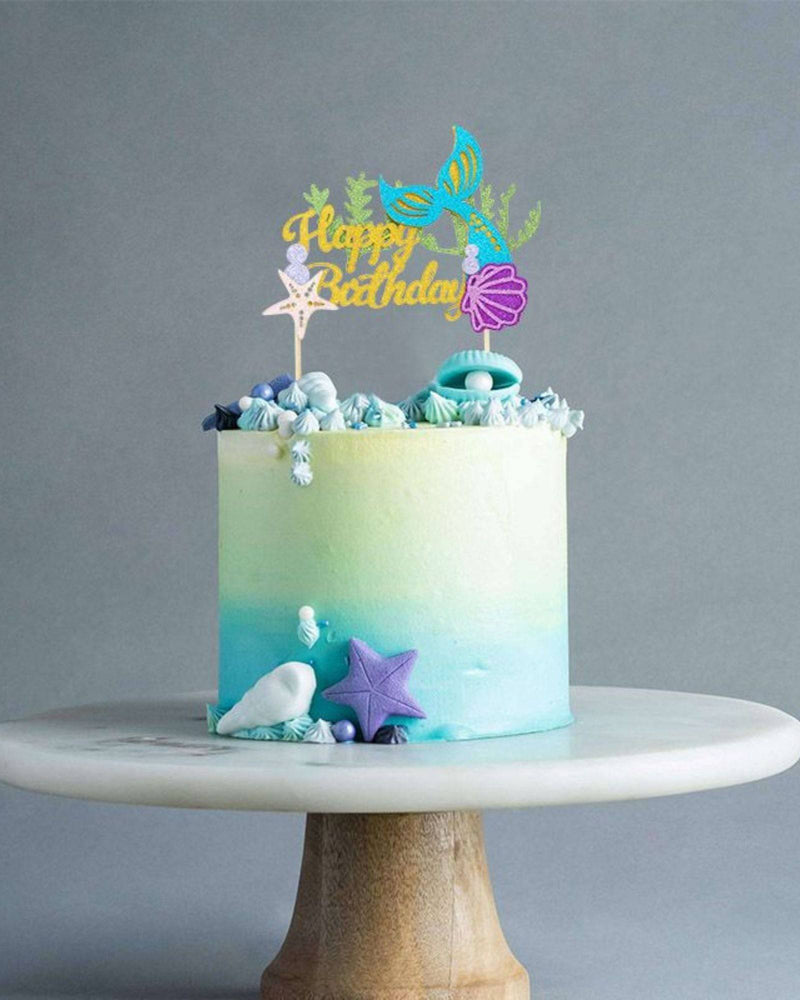 Brunette Mermaid Cake Topper - Brunette Mermaid Birthday Cake Decoration