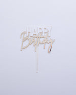 Happy Birthday Cake Topper White & Silver - A Little Whimsy