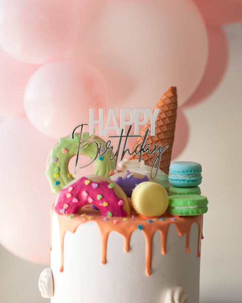 Golden White Happy Birthday Cake Topper For Birthday – Propsicle
