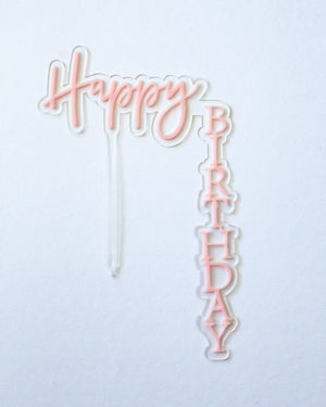 
            
                Load image into Gallery viewer, Happy Birthday Pastel Pink Floating Top &amp;amp; Sides Cake Topper - A Little Whimsy
            
        