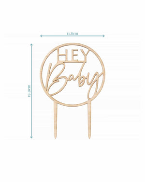 
            
                Load image into Gallery viewer, Wooden Hey Baby Cake Topper
            
        