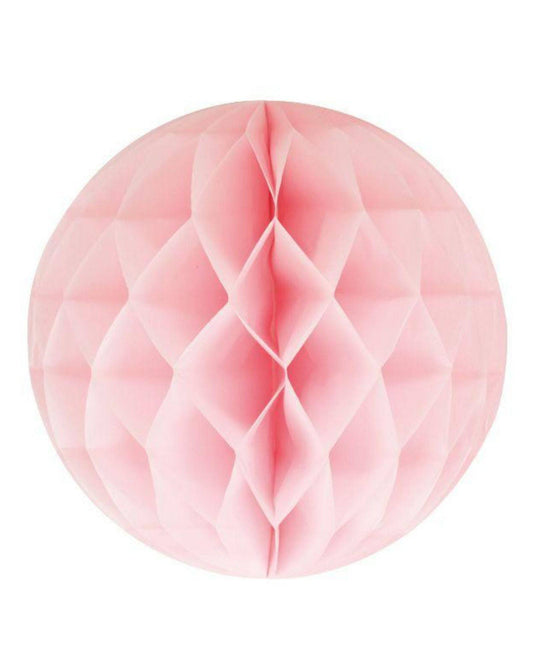 Round, honeycomb-shaped decoration in soft pink, featuring a textured, geometric pattern and a smooth finish.