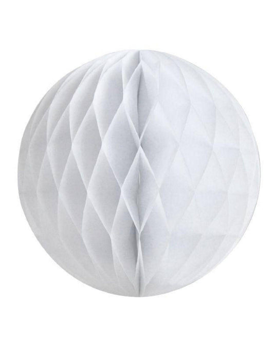 White honeycomb ball with a textured, layered surface, adding a soft, elegant touch to any decor.