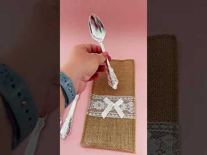 Lace & Hessian Cutlery Bags