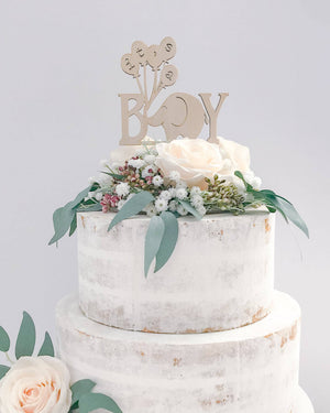It's A Boy Baby Elephant Wooden Cake Topper - A Little Whimsy