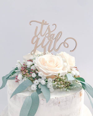 
            
                Load image into Gallery viewer, It&amp;#39;s a girl Wooden Cake Topper - A Little Whimsy
            
        