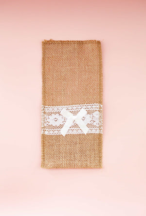
            
                Load image into Gallery viewer, Lace &amp;amp; Hessian Cutlery Bags - A Little Whimsy
            
        