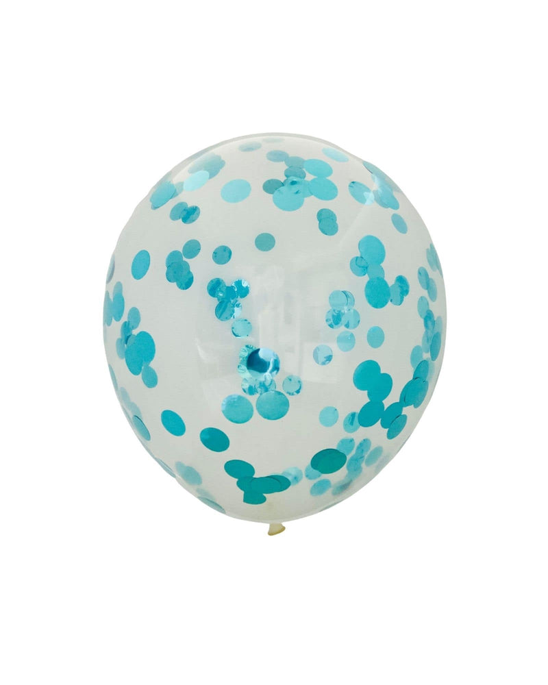 Metallic Blue Confetti Balloon Regular 30cm - A Little Whimsy