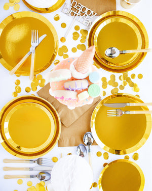 Metallic Gold Paper Dinner Plate 23cm - A Little Whimsy