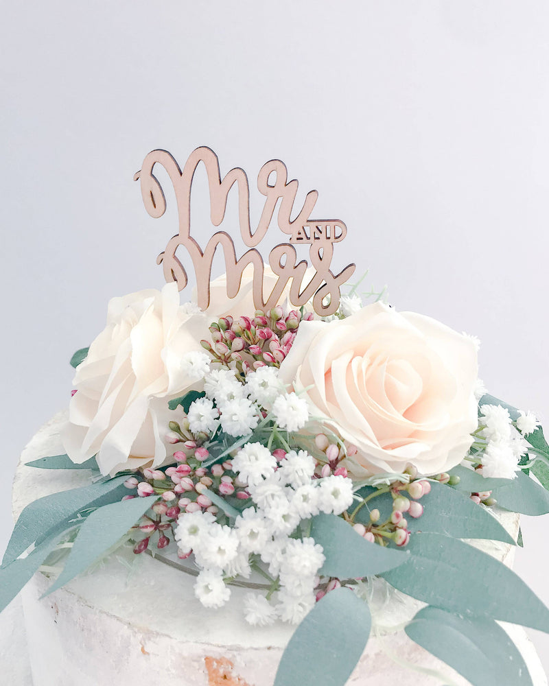 
            
                Load image into Gallery viewer, Mr AND Mrs Wooden Cake Topper (Small) - A Little Whimsy
            
        