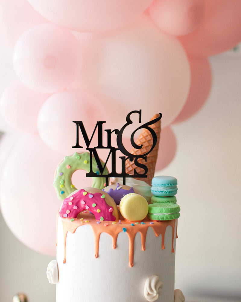 Mr & Mrs Black Cake Topper - A Little Whimsy