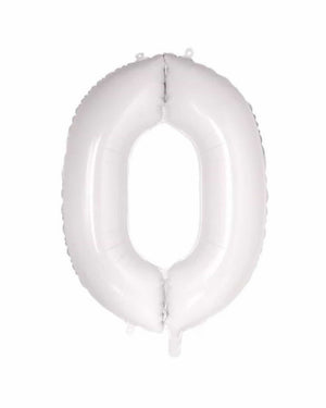 Number 0 White Foil Balloon (86cm) - A Little Whimsy