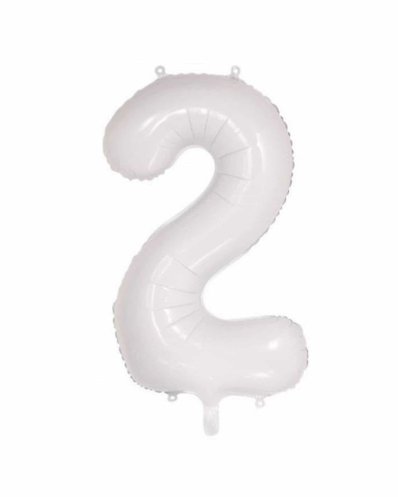 Number 2 White Foil Balloon (86cm) - A Little Whimsy