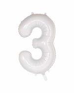 Number 3 White Foil Balloon (86cm) - A Little Whimsy