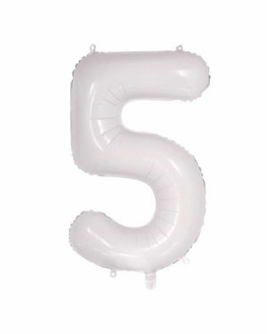
            
                Load image into Gallery viewer, Number 5 White Foil Balloon (86cm) - A Little Whimsy
            
        