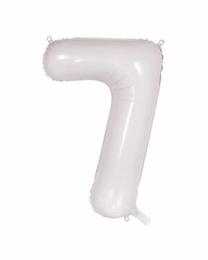 Number 7 White Foil Balloon (86cm) - A Little Whimsy