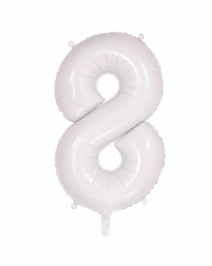 Number 8 White Foil Balloon (86cm) - A Little Whimsy
