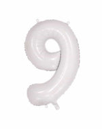 Number 9 White Foil Balloon (86cm) - A Little Whimsy