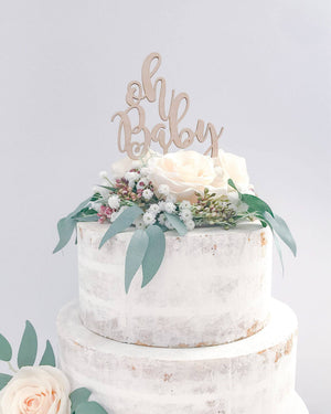Oh Baby Wooden Cake Topper - A Little Whimsy