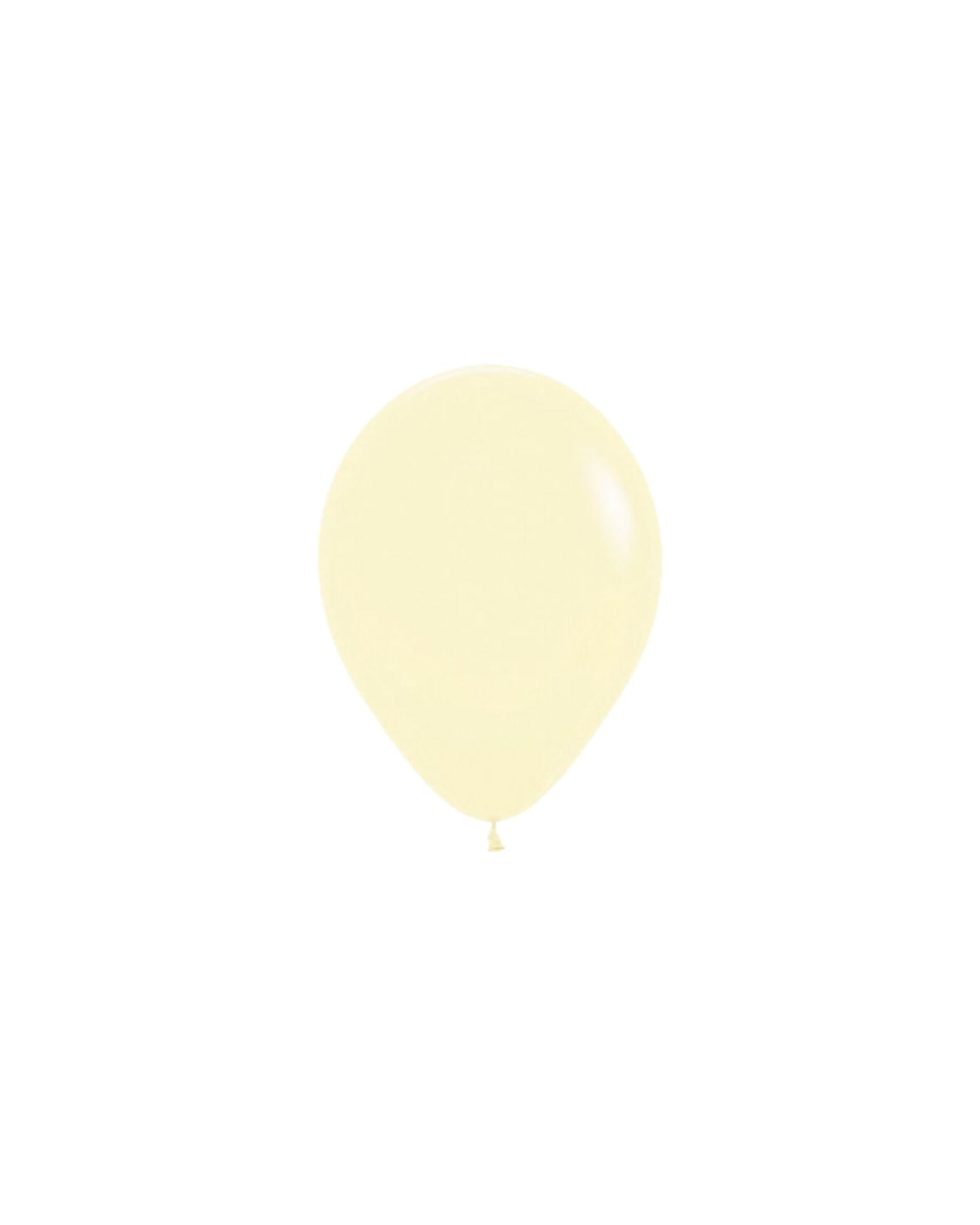 Pastel matte yellow balloon against a white background, featuring a smooth, glossy surface with a subtle sheen.