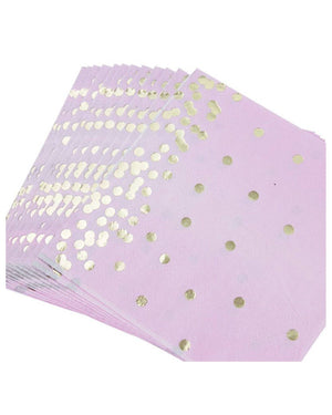 Pink Cocktail Napkins with Gold Foil Dots - A Little Whimsy