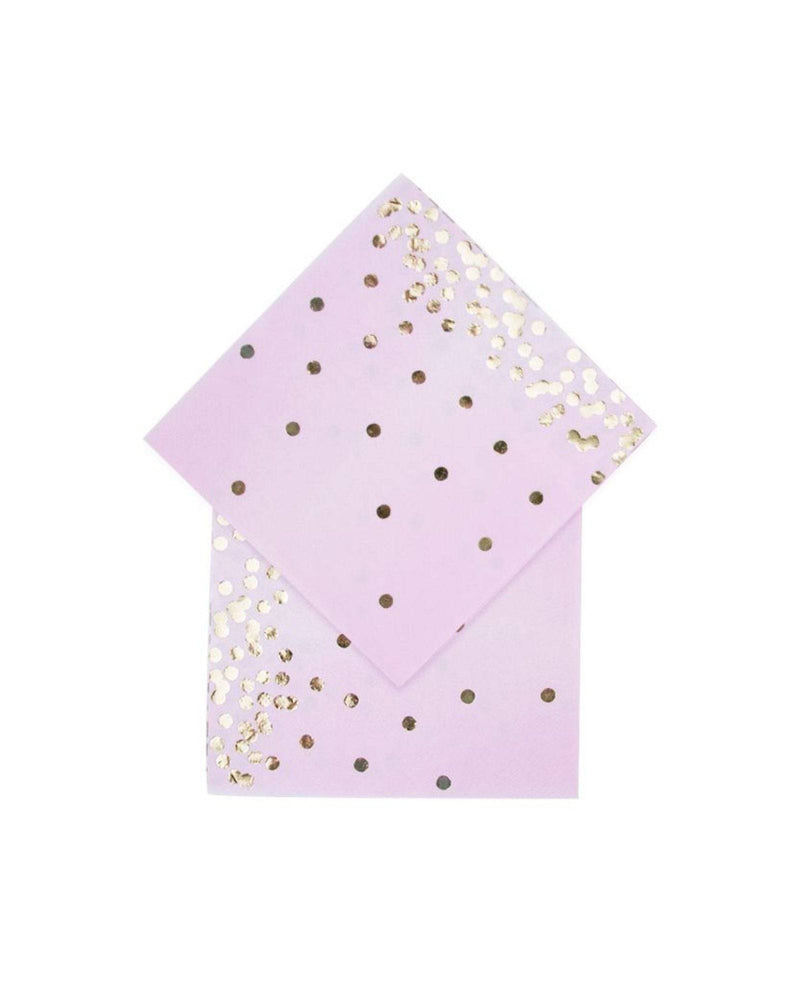 Pink Cocktail Napkins with Gold Foil Dots