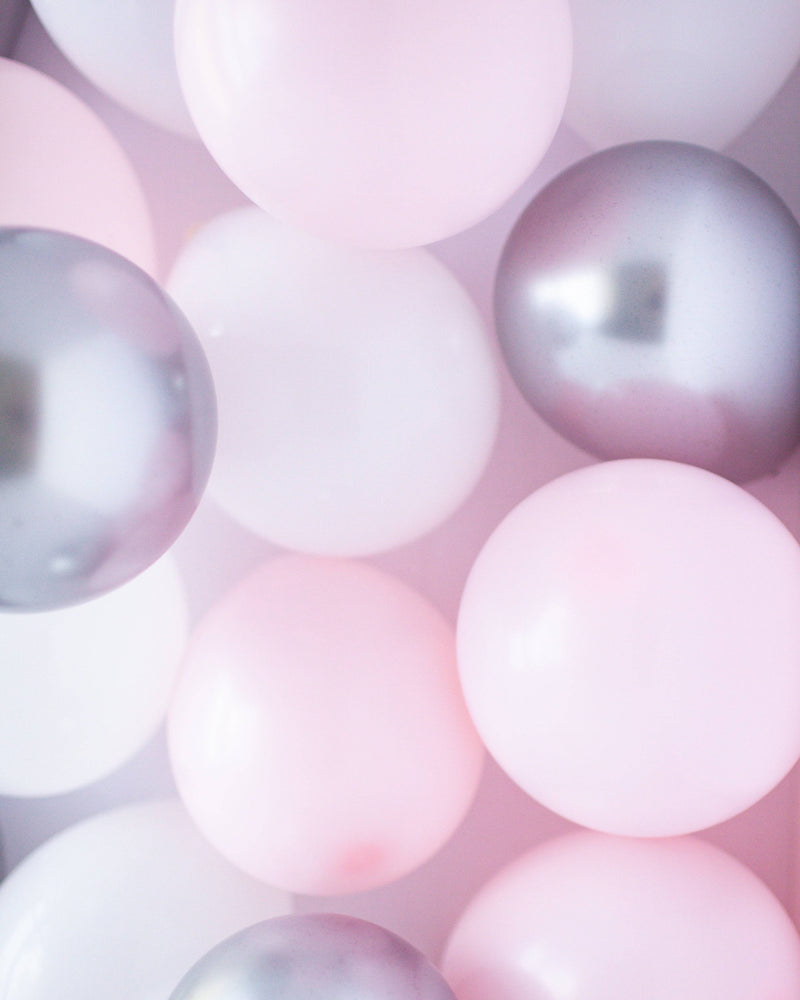 Pink, White & Silver Mini Balloons Mix (36 Pack) - A Little Whimsy