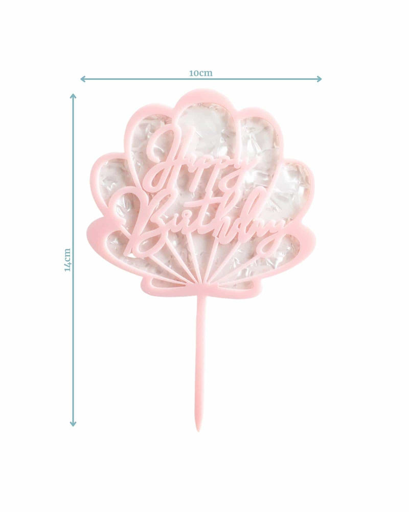 
            
                Load image into Gallery viewer, Happy Birthday Pastel Pink Shell Cake Topper
            
        