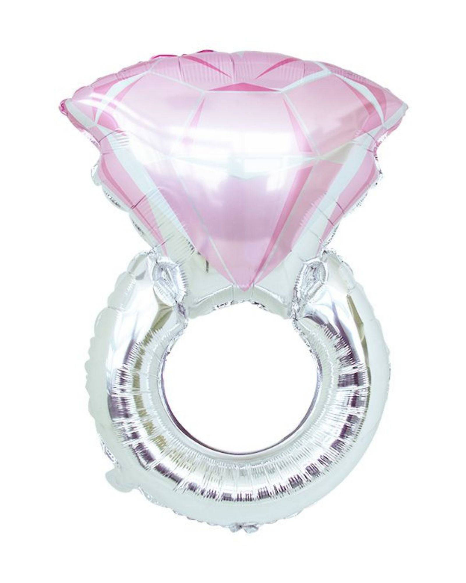 A shiny, pink diamond-shaped balloon with a silver ring base, perfect for celebrations or themed events.