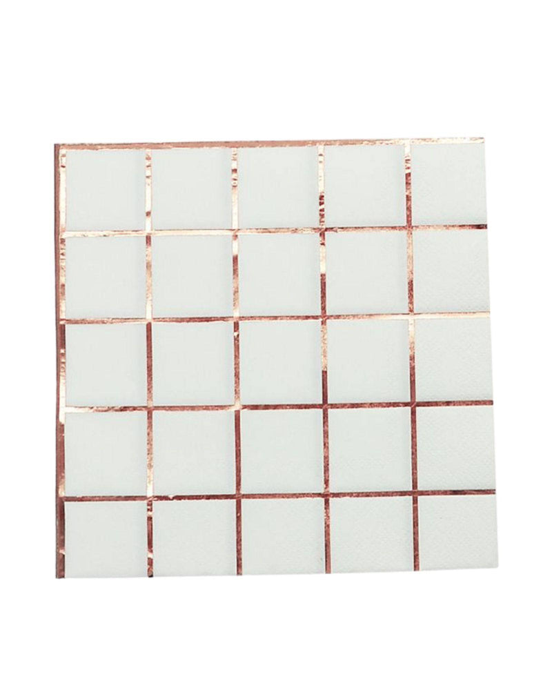 Rose Gold Checkered Lunch Napkins - A Little Whimsy