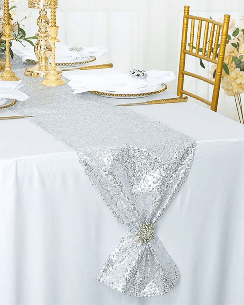 
            
                Load image into Gallery viewer, Silver Sequin Table Runner - A Little Whimsy
            
        