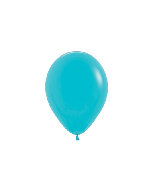 Bright Caribbean blue balloon with a smooth, glossy surface and a tapered end, ideal for festive celebrations.