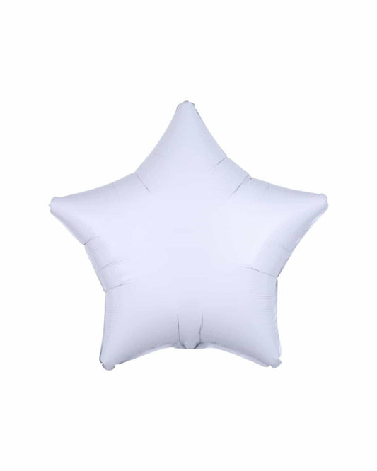 White star-shaped foil balloon with a smooth, shiny surface and defined edges, perfect for celebrations.