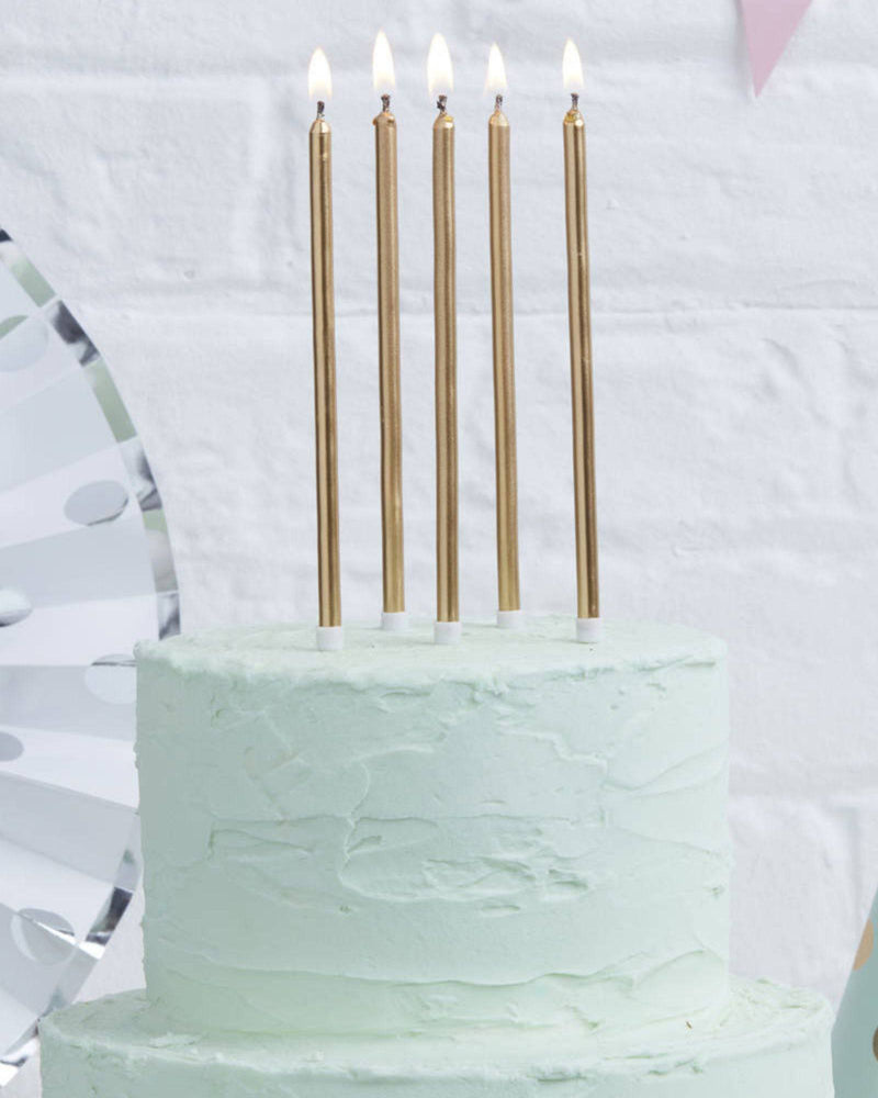 
            
                Load image into Gallery viewer, Tall Cake Candles Gold - A Little Whimsy
            
        
