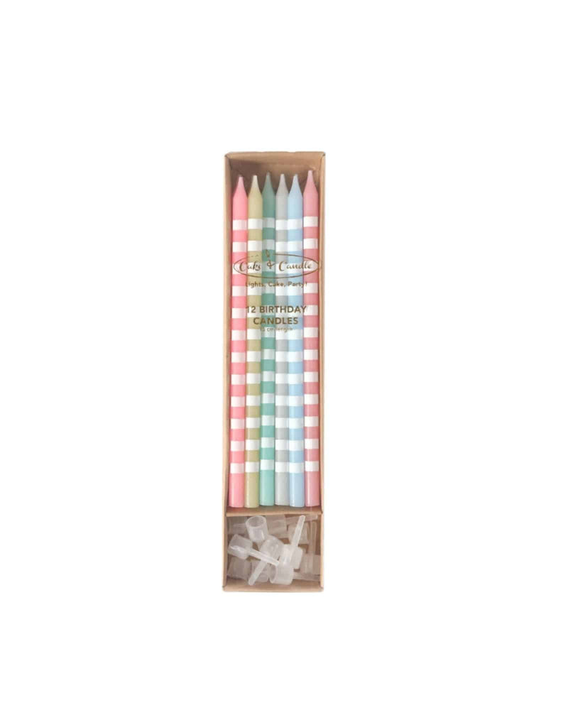 Tall Cake Candles Pastel Striped - A Little Whimsy