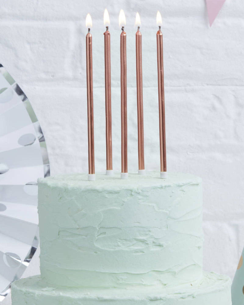 Tall Cake Candles Rose Gold - A Little Whimsy